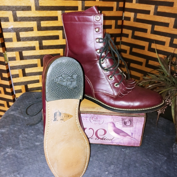Diamond J Leather Roper Lace Up Boots◇ - Picture 6 of 13